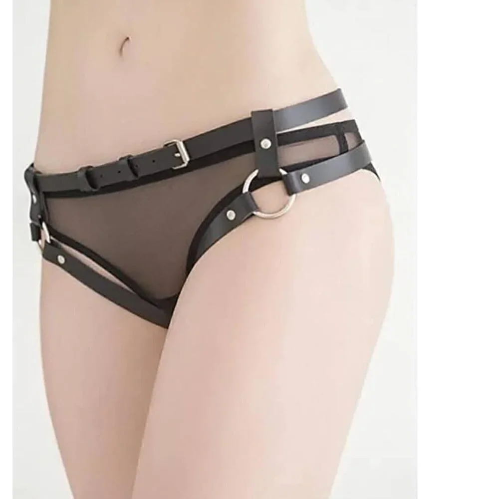 𝅺SEXY Belly Waist Belt Leather Body Harness Leg Garter Thigh Cosplay BDSM NWT